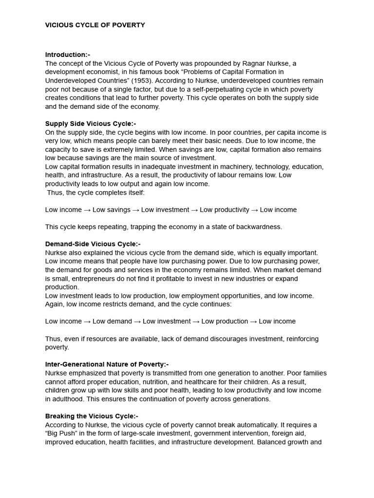 Understanding the Vicious Cycle of Poverty | PDF | Poverty | Poverty ...
