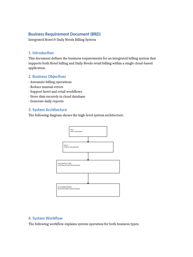 Integrated Billing System BRD | PDF