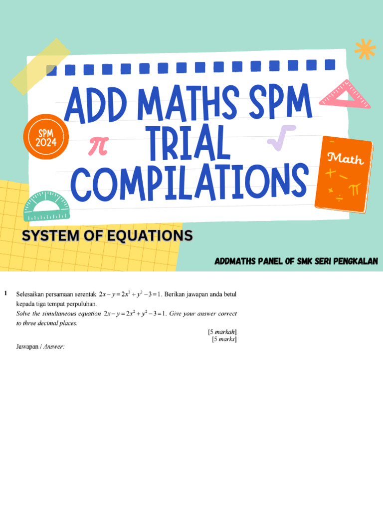 SPM 2024 Add Maths Trial Papers | PDF