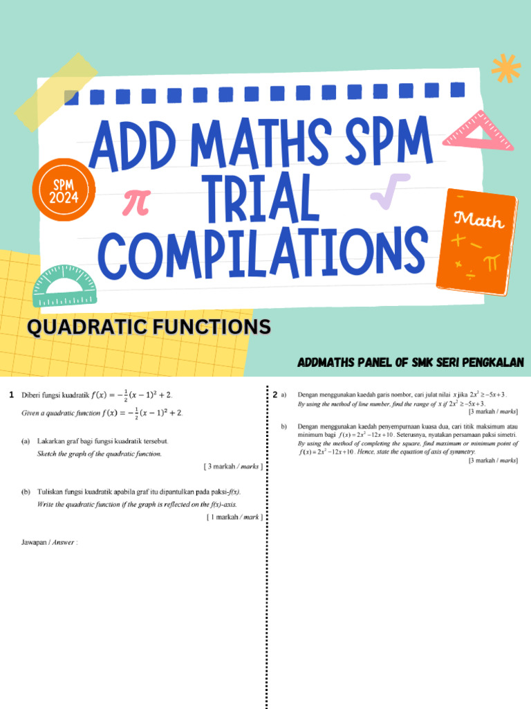 SPM 2024 Add Maths Quadratic Functions | PDF