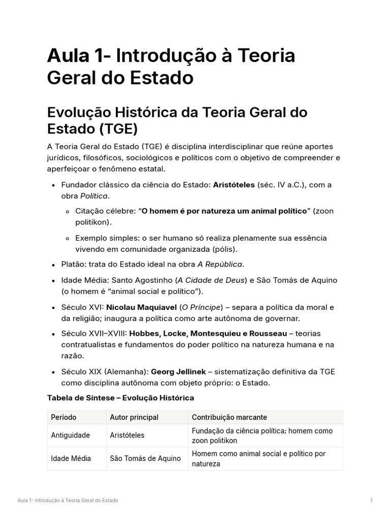 Introdução à Teoria Geral do Estado | PDF | Estado | Contrato social