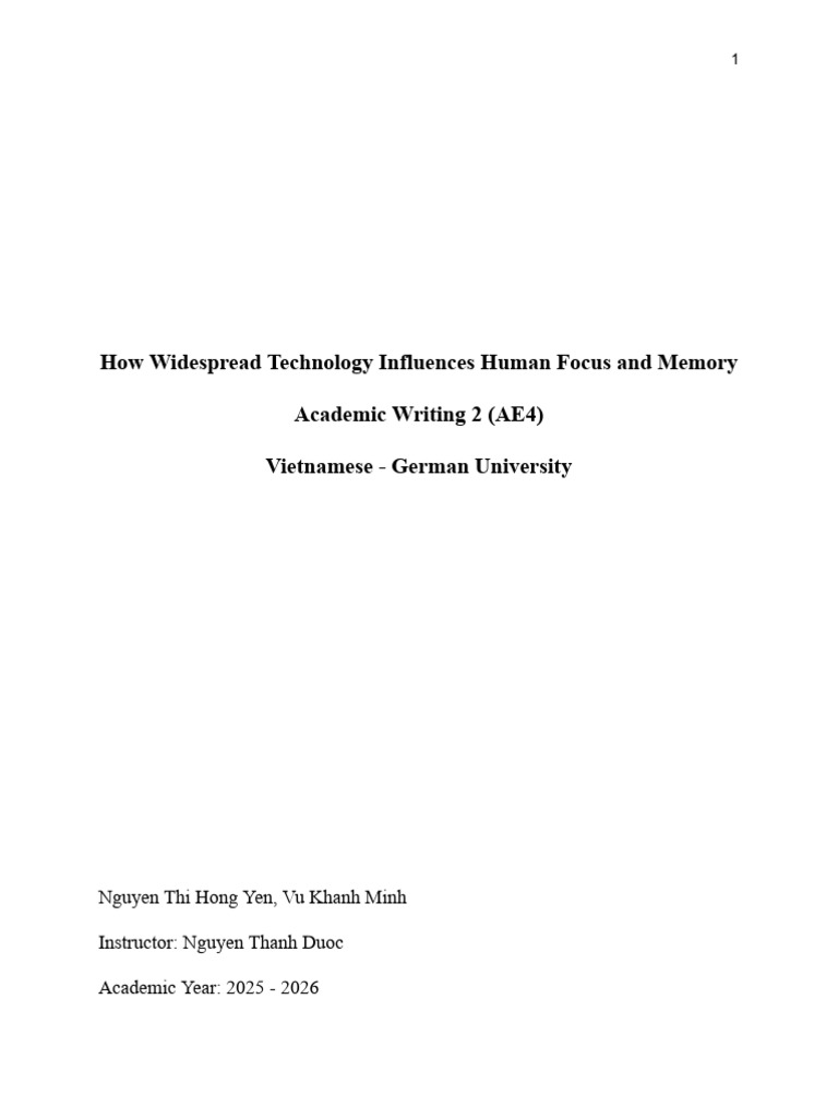 Technology's Impact on Focus and Memory | PDF | Attention | Working Memory