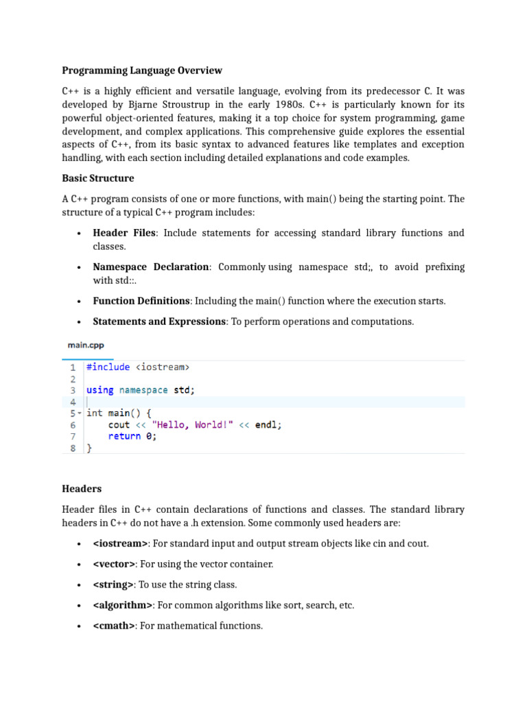 Topic 1 Programming Language Overview | PDF | C++ | Software Development