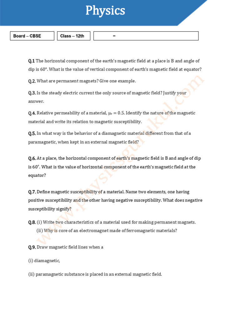 Earth’s Magnetic Field and Material Properties | PDF | Magnetism ...