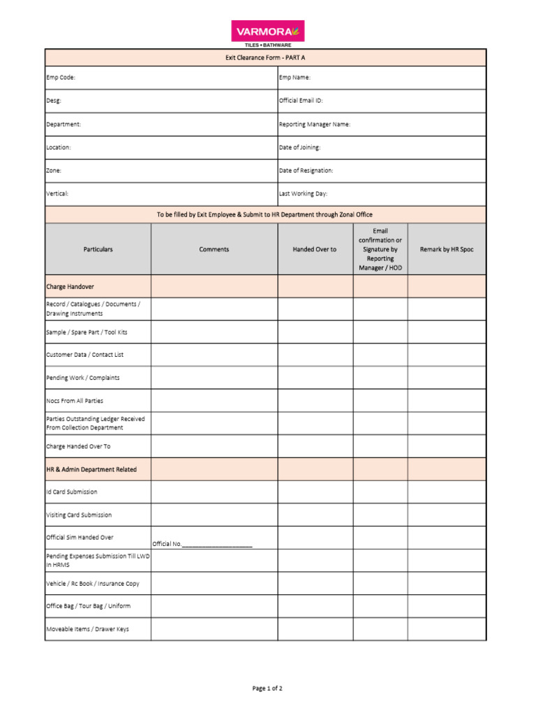 Exit Clearance Form Checklist | PDF | Authentication | Access Control