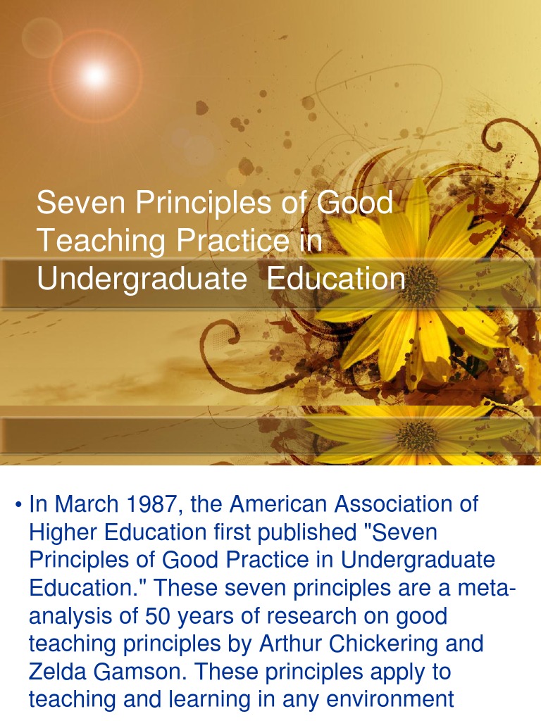 Seven Principles of Good Teaching Practice in Undergraduate Education ...