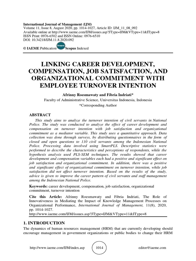 Impact of Career Development on Turnover | PDF | Job Satisfaction ...