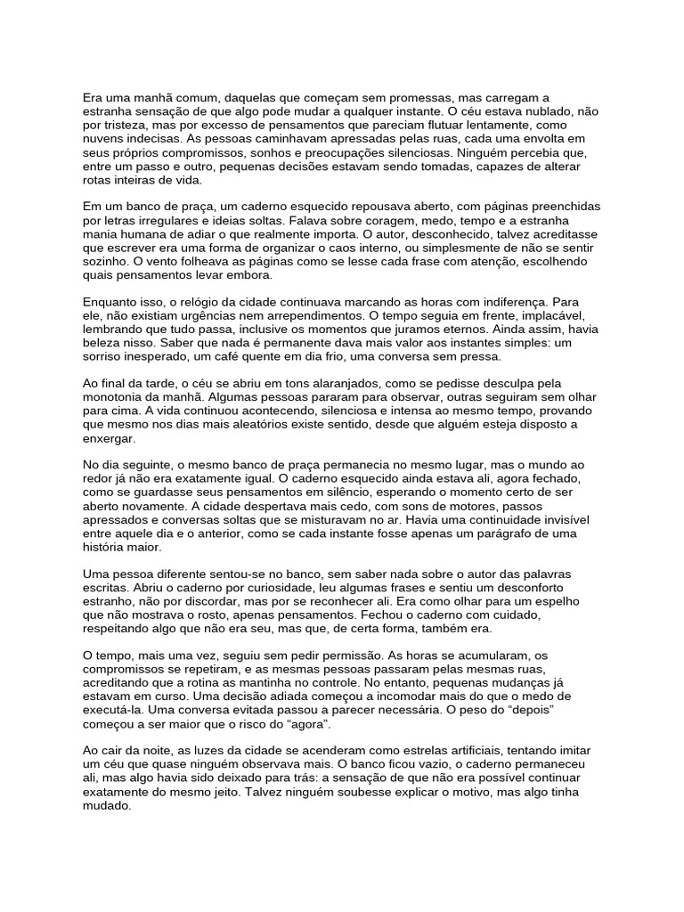 Reflexões sobre a Vida e Mudanças Cotidianas | PDF | Tempo | Pensamento