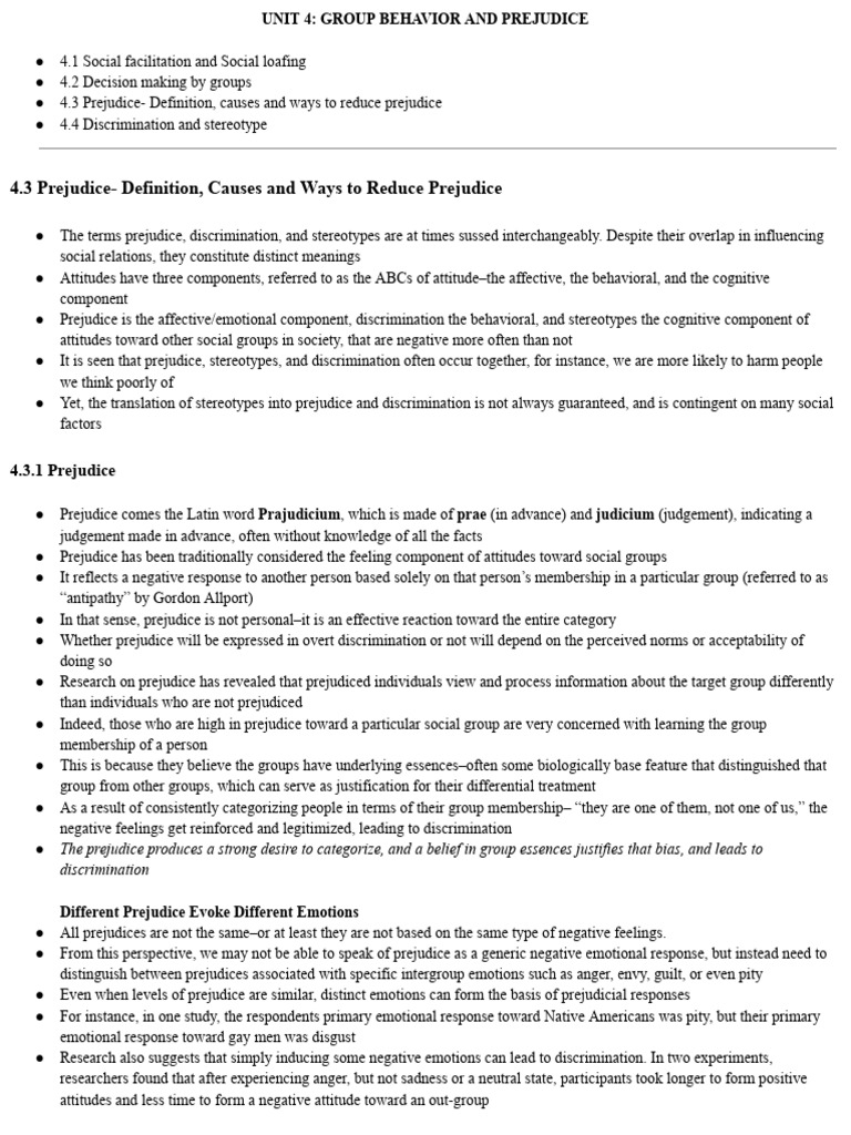 Understanding Prejudice and Group Behavior | PDF | Stereotypes | Prejudices