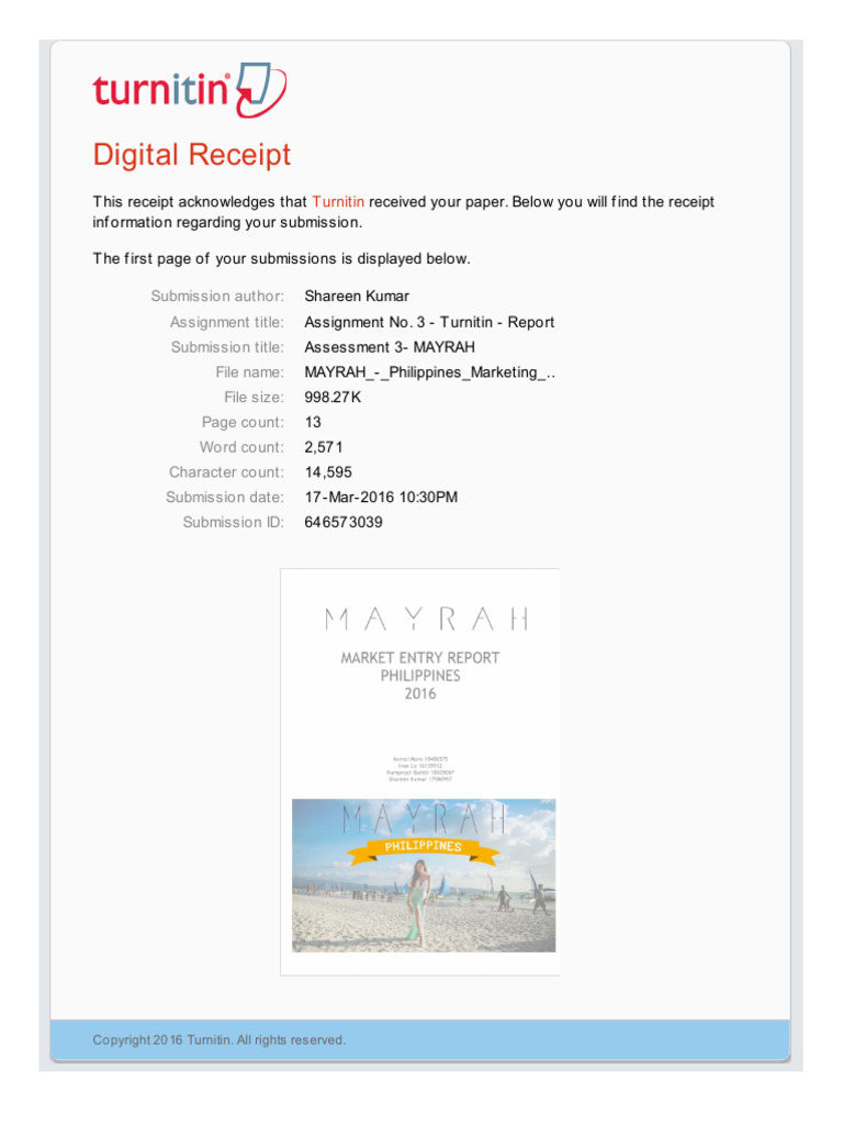 Receipt - Assessment 3 - MAYRAH | PDF
