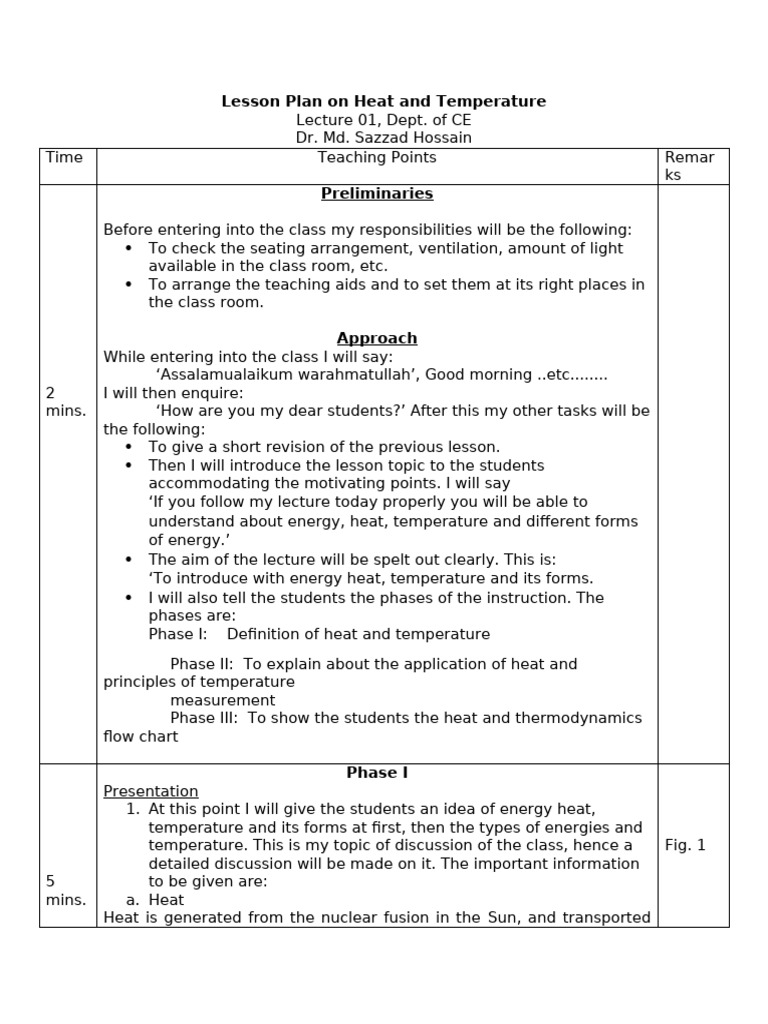Heat and Temperature Lesson Plan | PDF | Heat | Temperature