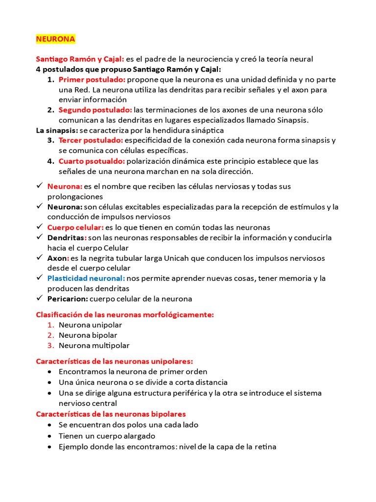 Neuro II Parcial | PDF | Sinapsis | Neurona