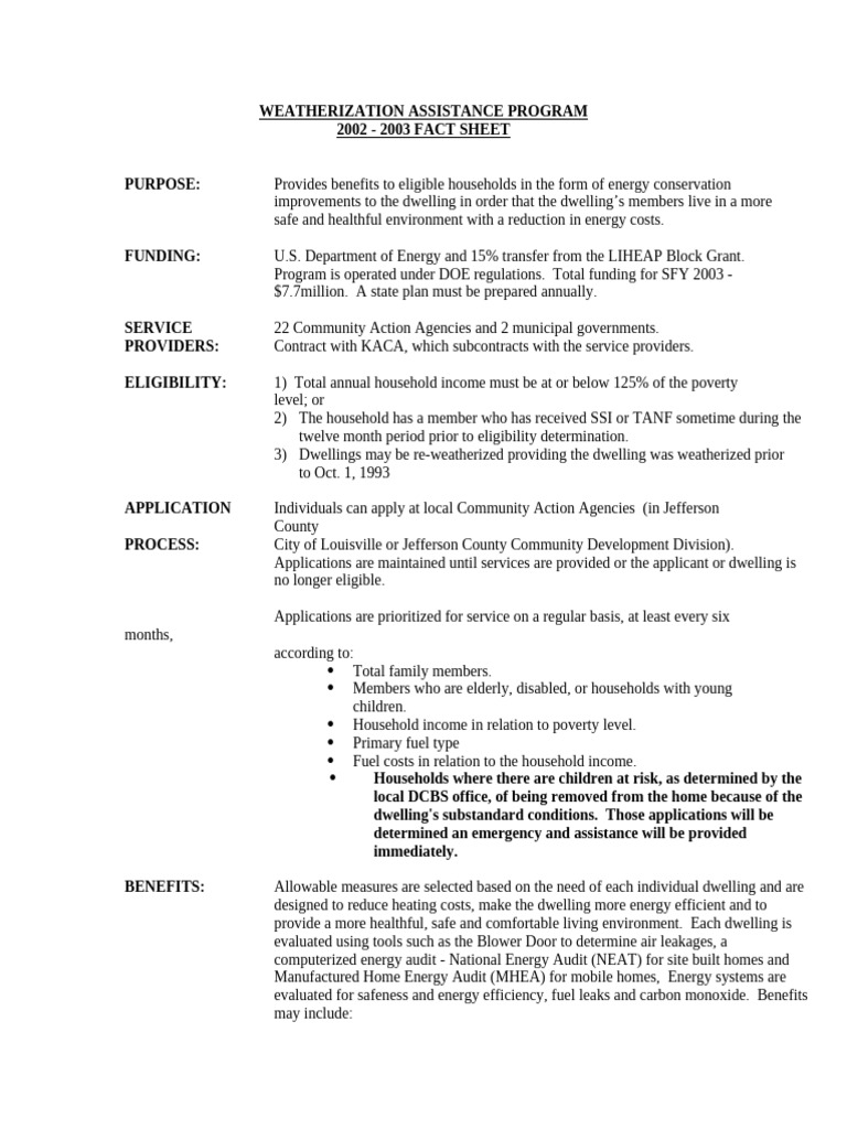 Weatherization Assistance Program Overview | PDF | Landlord | Efficient ...