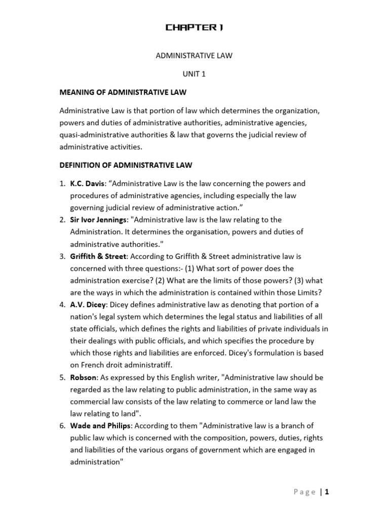 ADMINITRATIVE LAW UNIT 1 | PDF | Rule Of Law | Separation Of Powers