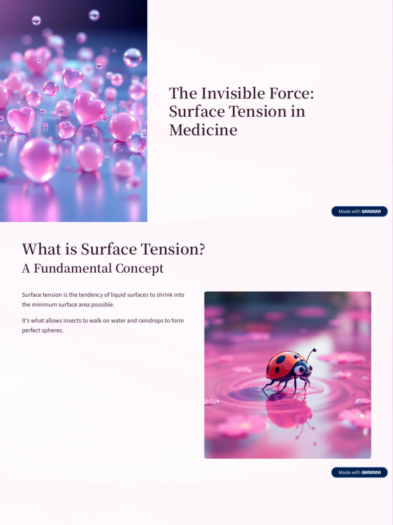 Surface Tension's Role in Medicine | PDF | Drop (Liquid) | Surface Tension