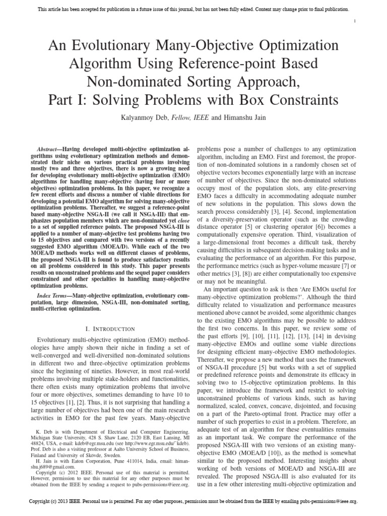 An Evolutionary Many Objective Optimizat | PDF | Mathematical ...