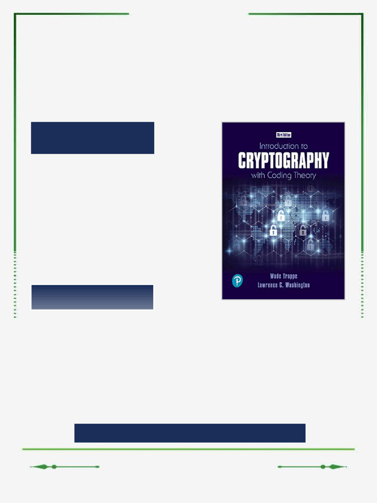 Introduction to Cryptography with Coding Theory 3rd Edition Trappe ...