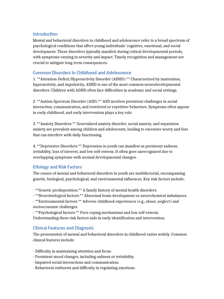 Childhood Mental Health Disorders Explained | PDF | Mental Disorder ...