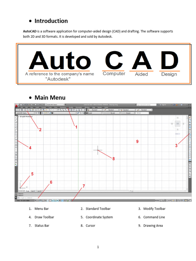 AutoCAD Basics: Menus and Commands Guide | PDF | Cartesian Coordinate ...