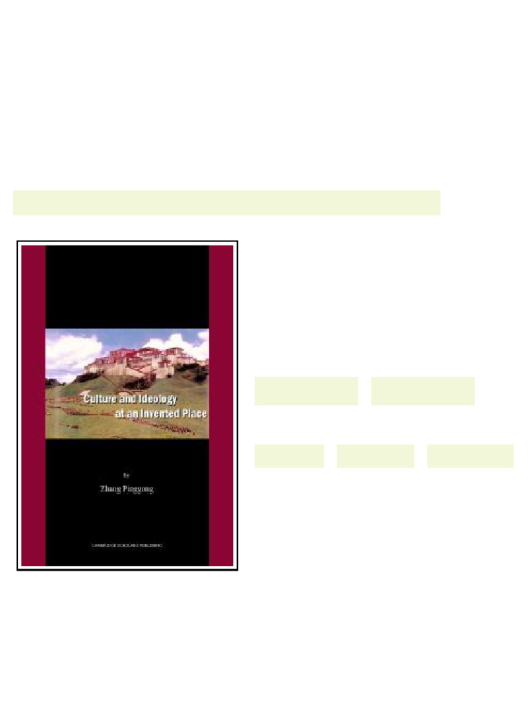 Culture and Ideology at an Invented Place 1st Edition Zhang Pinggong ...