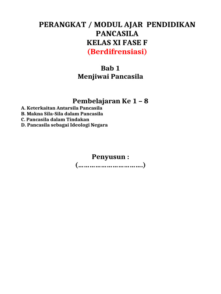 Modul Ajar Pancasila Kelas XI Fase F | PDF