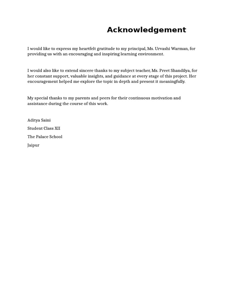 Acknowledgements for Academic Project | PDF