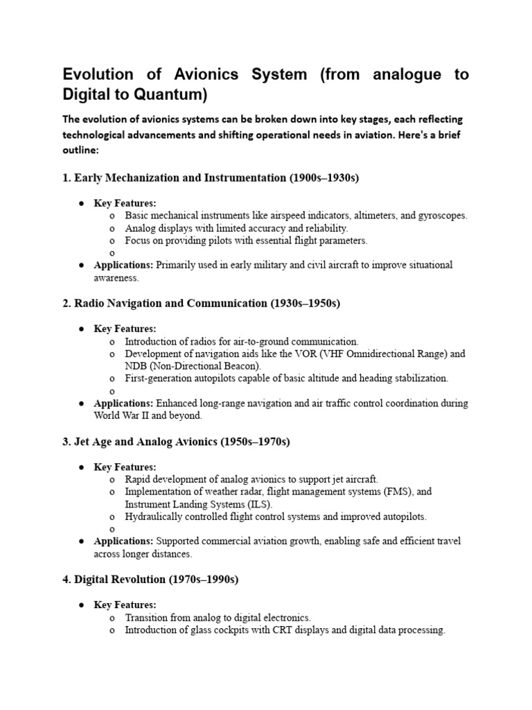Evolution of Avionics System.docx | PDF | Avionics | Navigation