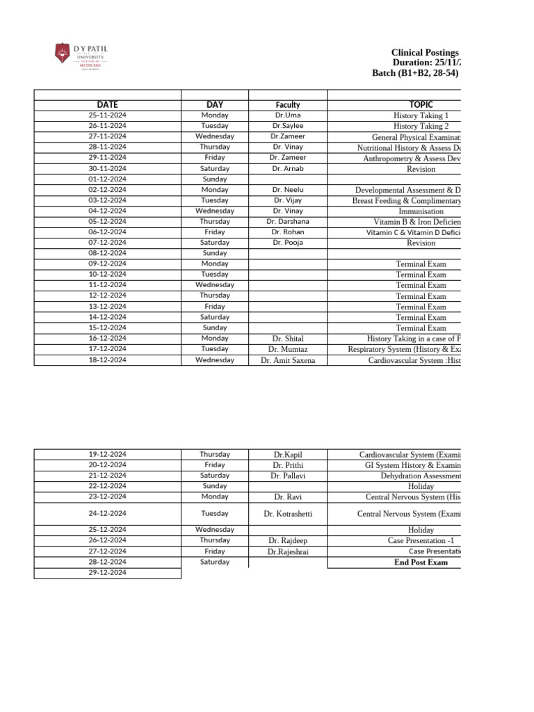 Batch b1+b2 2023 Mbbs | PDF