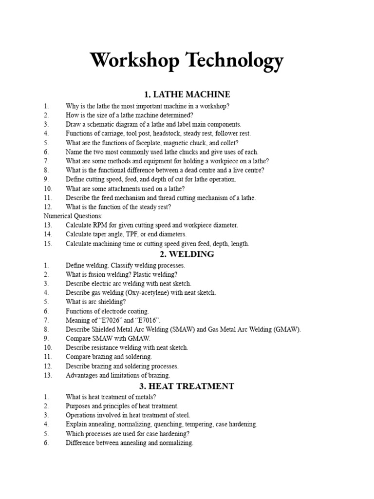Workshop Topic Wise Question Analysis | PDF | Heat Treating | Grinding ...