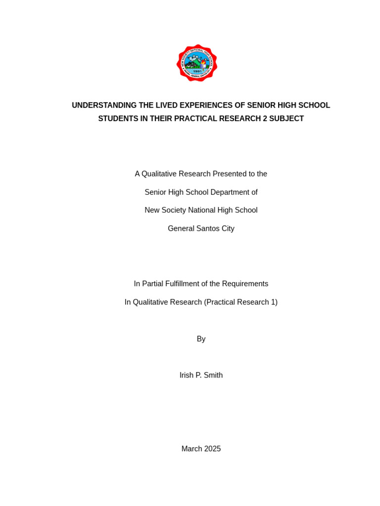 Senior High School Research Experiences | PDF | Qualitative Research ...