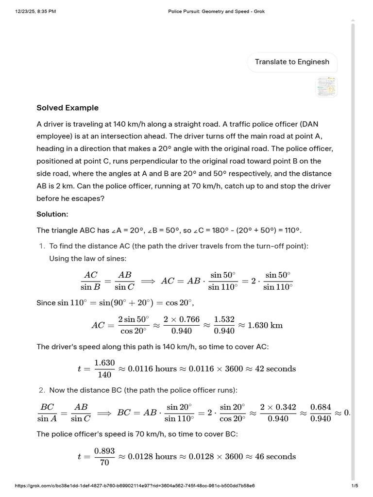 Police Pursuit - Geometry and Speed - Grok | PDF | Elementary Geometry ...