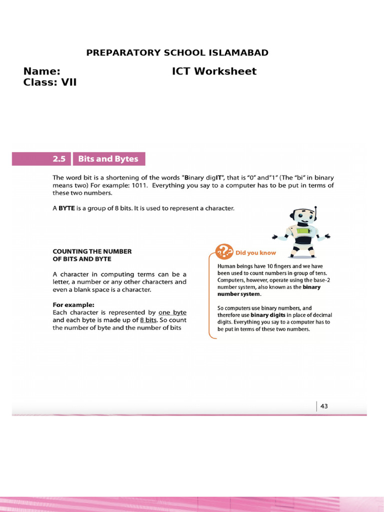 Bits and Bytes Worksheet | PDF