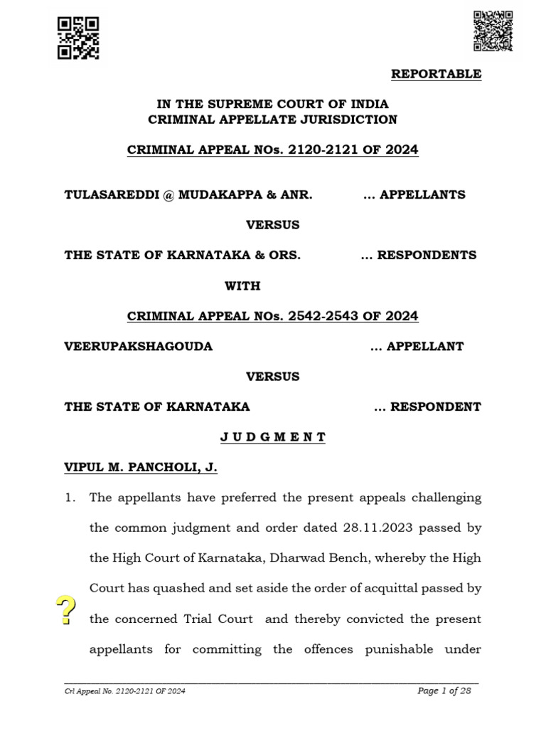 Karnataka Murder Appeal Judgment 2024 | PDF | Acquittal | Discovery (Law)