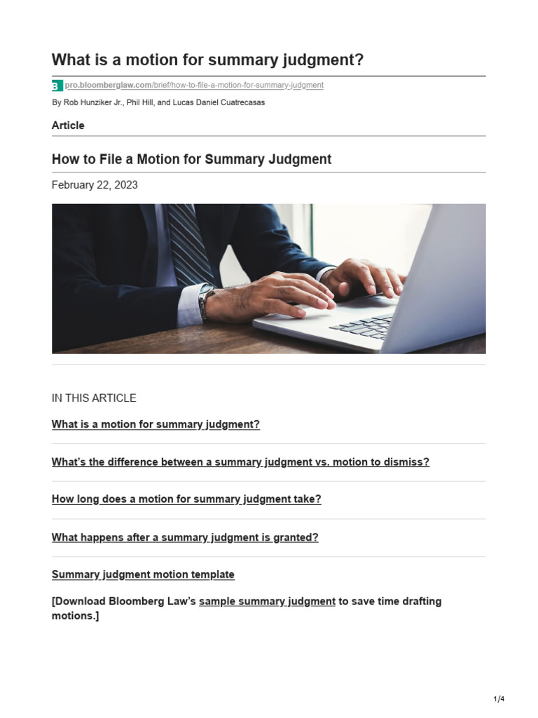 Pro.bloomberglaw.com-What is a Motion for Summary Judgment | PDF ...