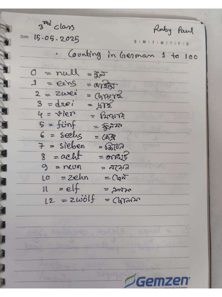 Counting in German_1 to 100 With Hausaufgaben | PDF