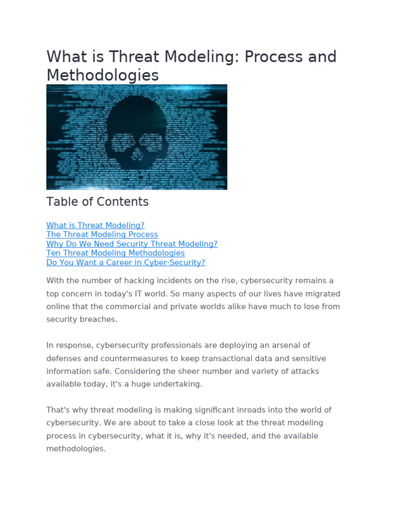 Understanding Threat Modeling in Cybersecurity | PDF | Computer ...