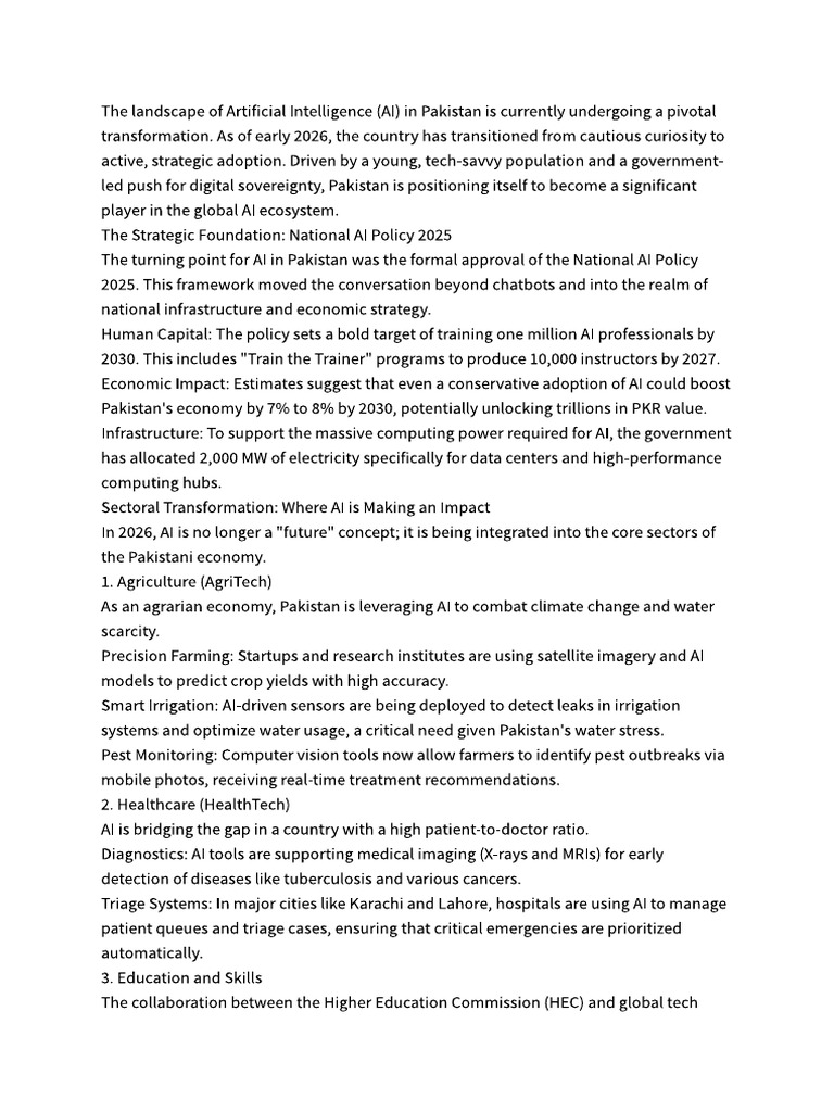 AI Transformation in Pakistan 2026 | PDF | Artificial Intelligence ...