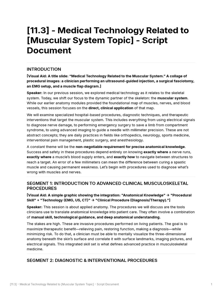 (11.3) - Medical Technology Related To (Muscular System Topic) - Script ...