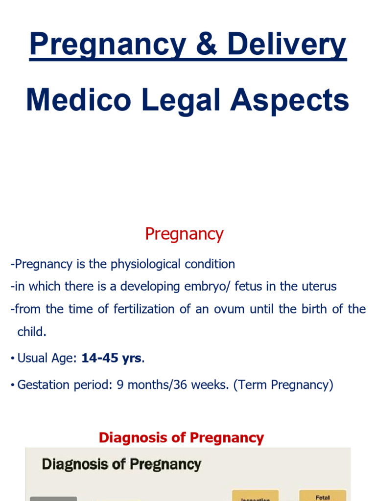 Medico-Legal Aspects of Pregnancy & Delivery | PDF | Menstrual Cycle ...