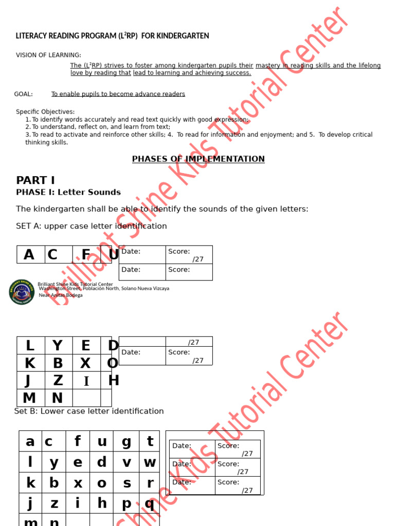 literacy program kinder | PDF | Linguistics
