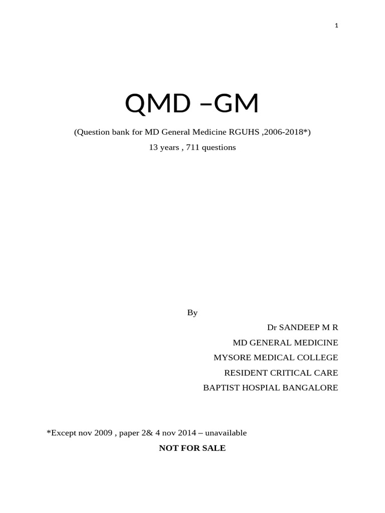 MD General Medicine Question Bank 2006-2018 | PDF | Cirrhosis ...