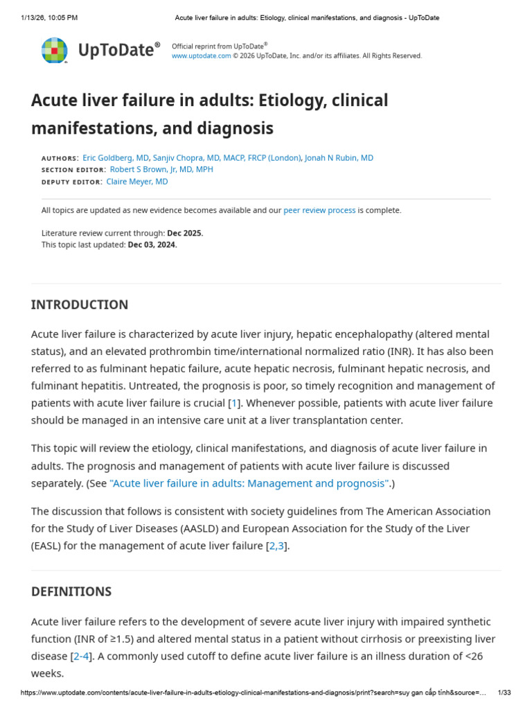 Acute Liver Failure in Adults: Overview | PDF | Hepatitis | Alanine ...