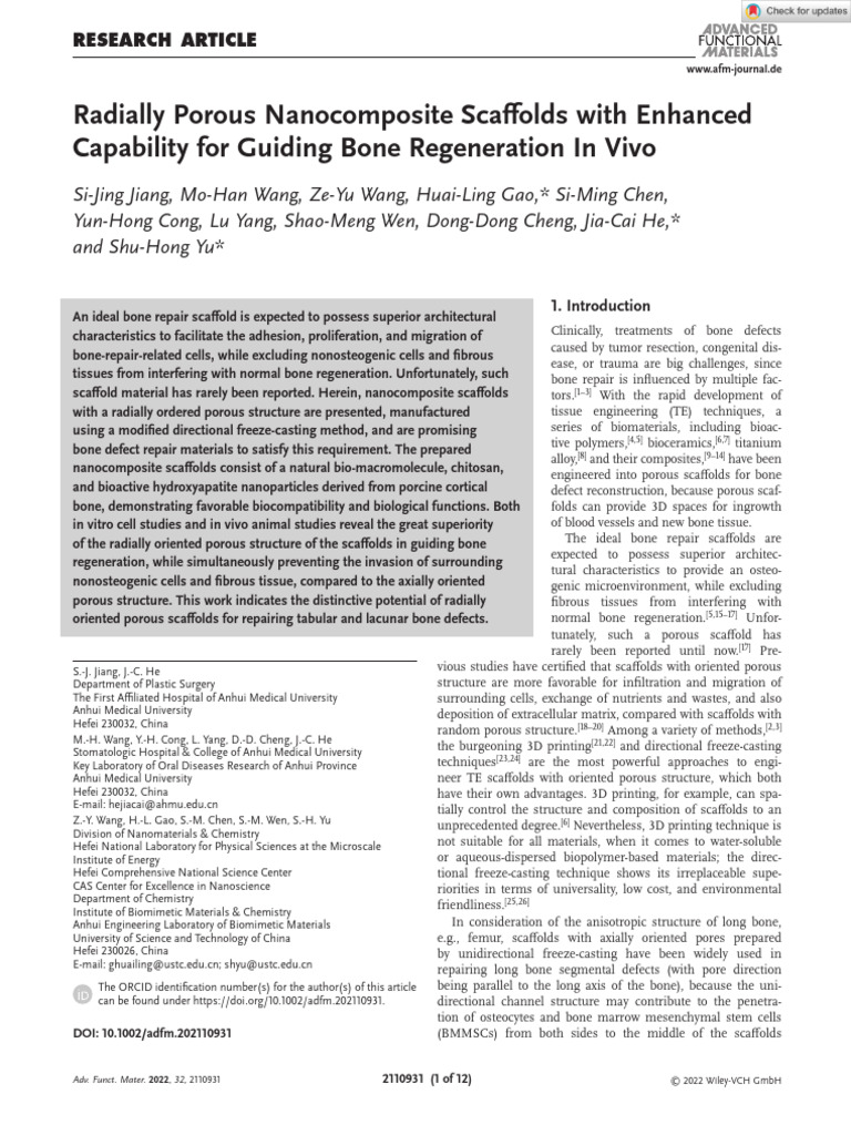 Radially Porous Scaffolds for Bone Repair | PDF | Tissue Engineering ...