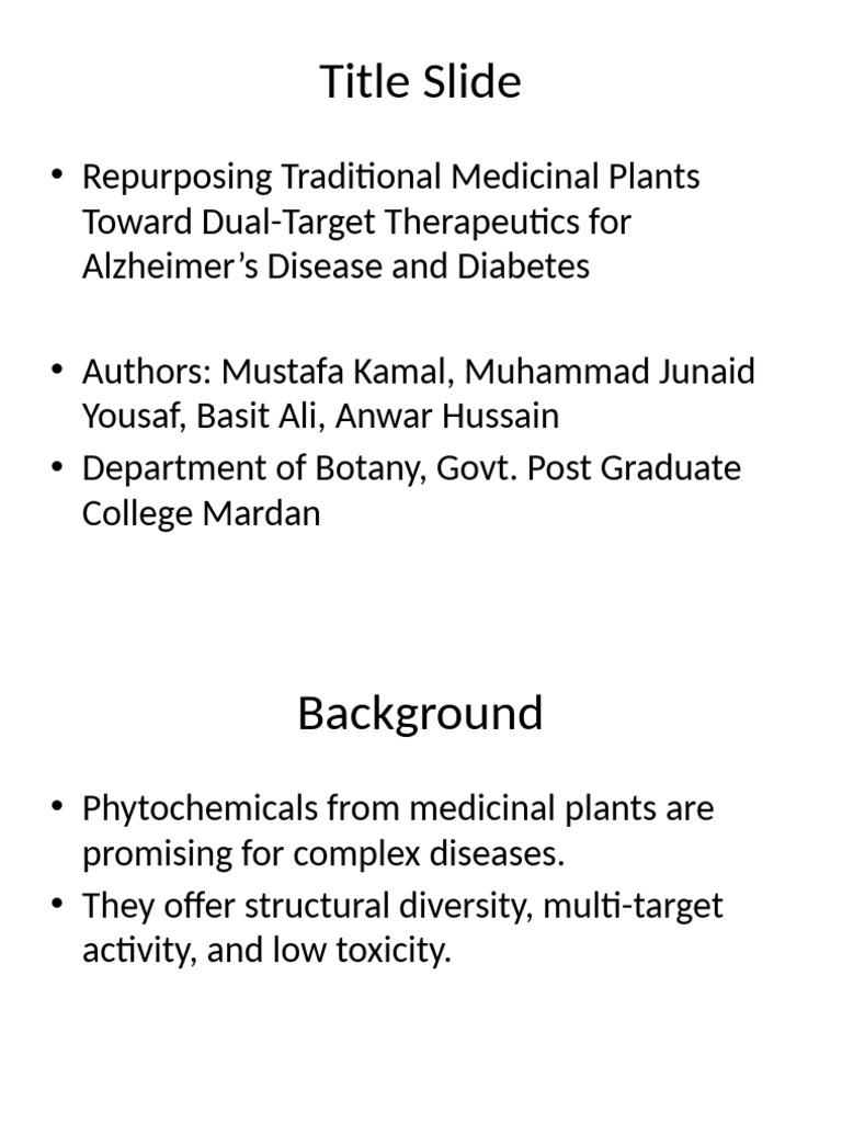 Repurposing Medicinal Plants Conference Presentation | PDF ...