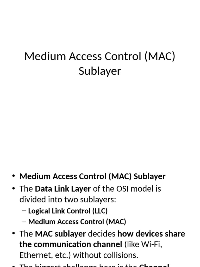 Understanding MAC Sublayer and Channel Allocation | PDF | Computer ...
