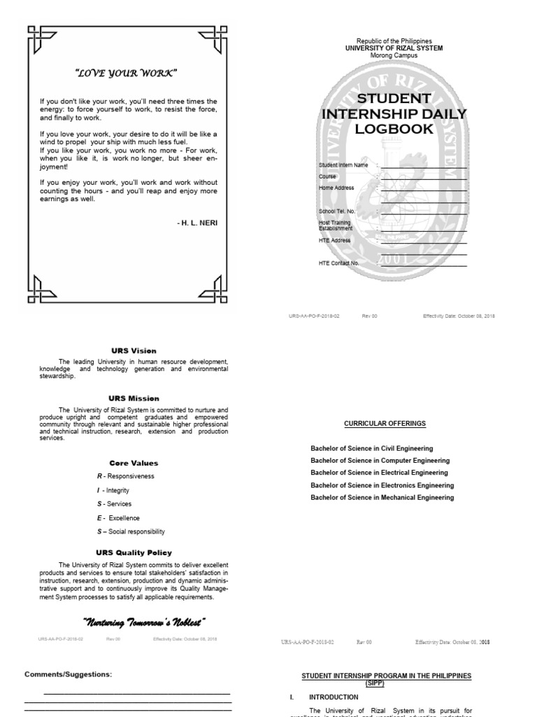 Student Internship Logbook Template | PDF