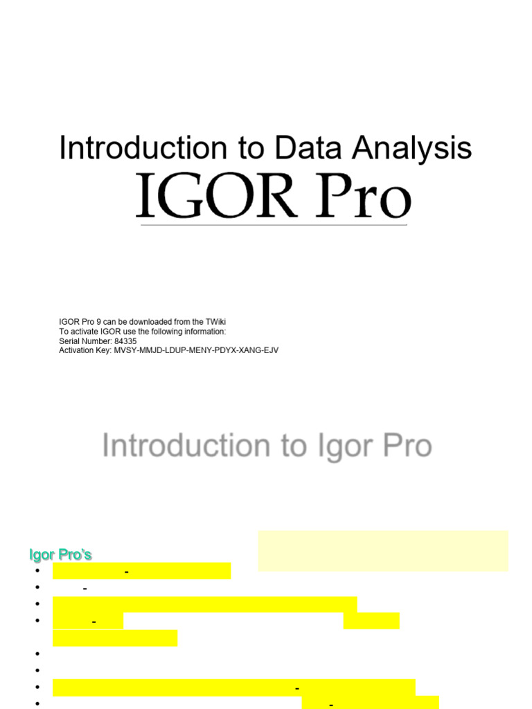 Data Analysis with IGOR Pro Guide | PDF | Digital Signal Processing ...