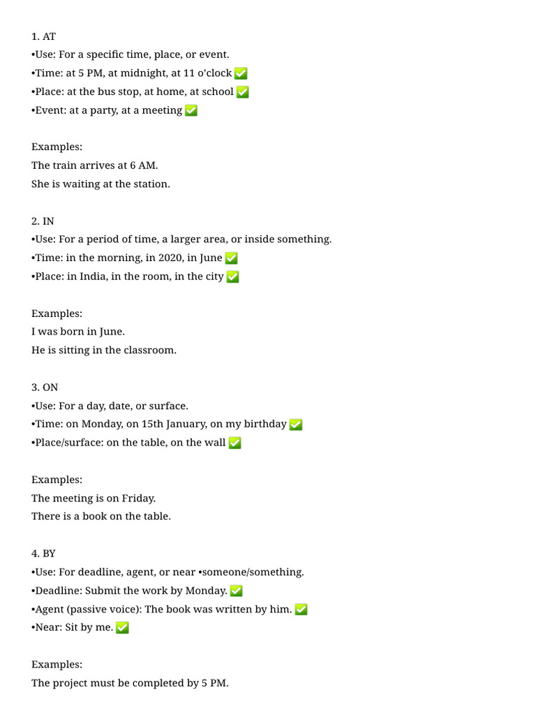 Prepositions: Usage Guide and Examples | PDF