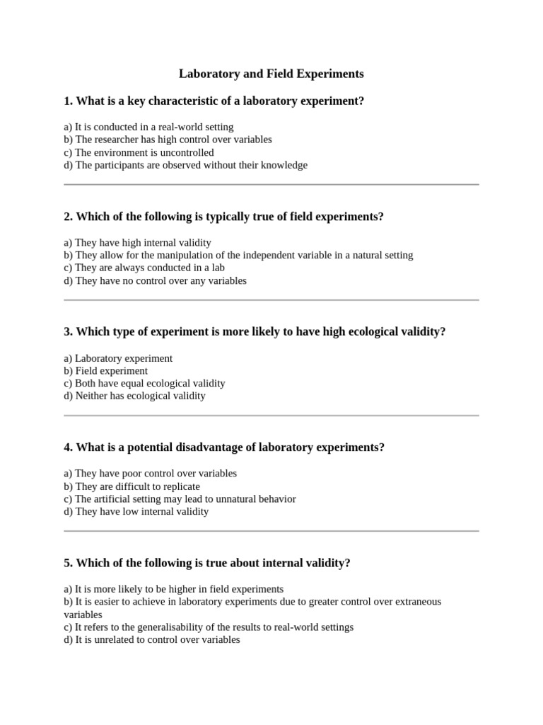 Lab vs Field_Test | PDF | Experiment | Validity (Statistics)