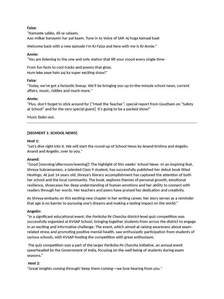 Exciting School News and Riddles Show | PDF | Emergency Management